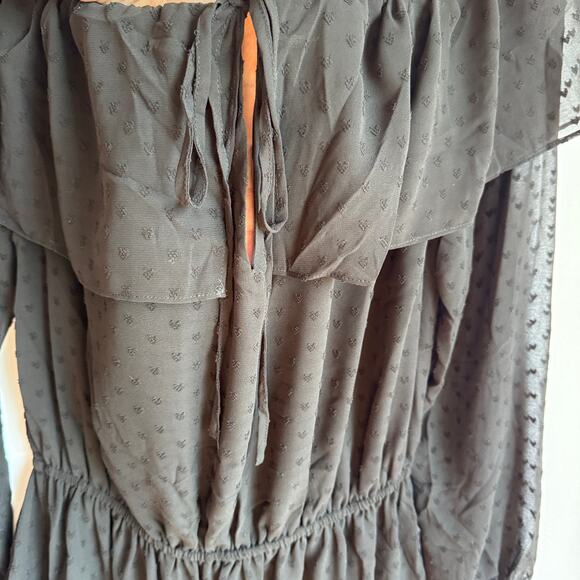 Rumored Senorita Mini Dress Black Off the Shoulder Sheer Witchy Fairy Grunge - Picture 9 of 16